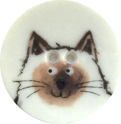 Siamese Cat Button - Porcelain 1-1/8"