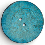 Turquoise Extra Large Coconut Button "Rustica"  2-1/4" Scooped