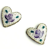 Lavender Tiny Vintage Heart 3/16" Two Buttons, from Susan Clarke  #SC-26