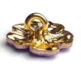 Purple + Gold Flower 7/16" Enamel Metal Button, by Susan Clarke Originals #SC-14