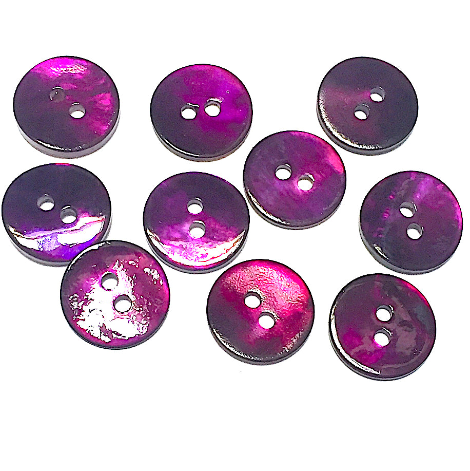 1/2 Black Rustic Shine Pearl Shell 2-hole, TWELVE BUTTONS #112-12