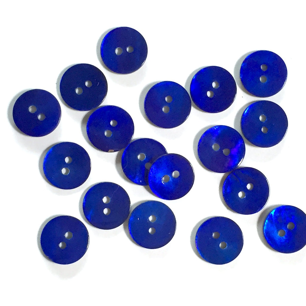 5/8 Navy/Peacock Blue River Shell 2-hole Button, 8 for $8.00 #1778 – The  Button Bird