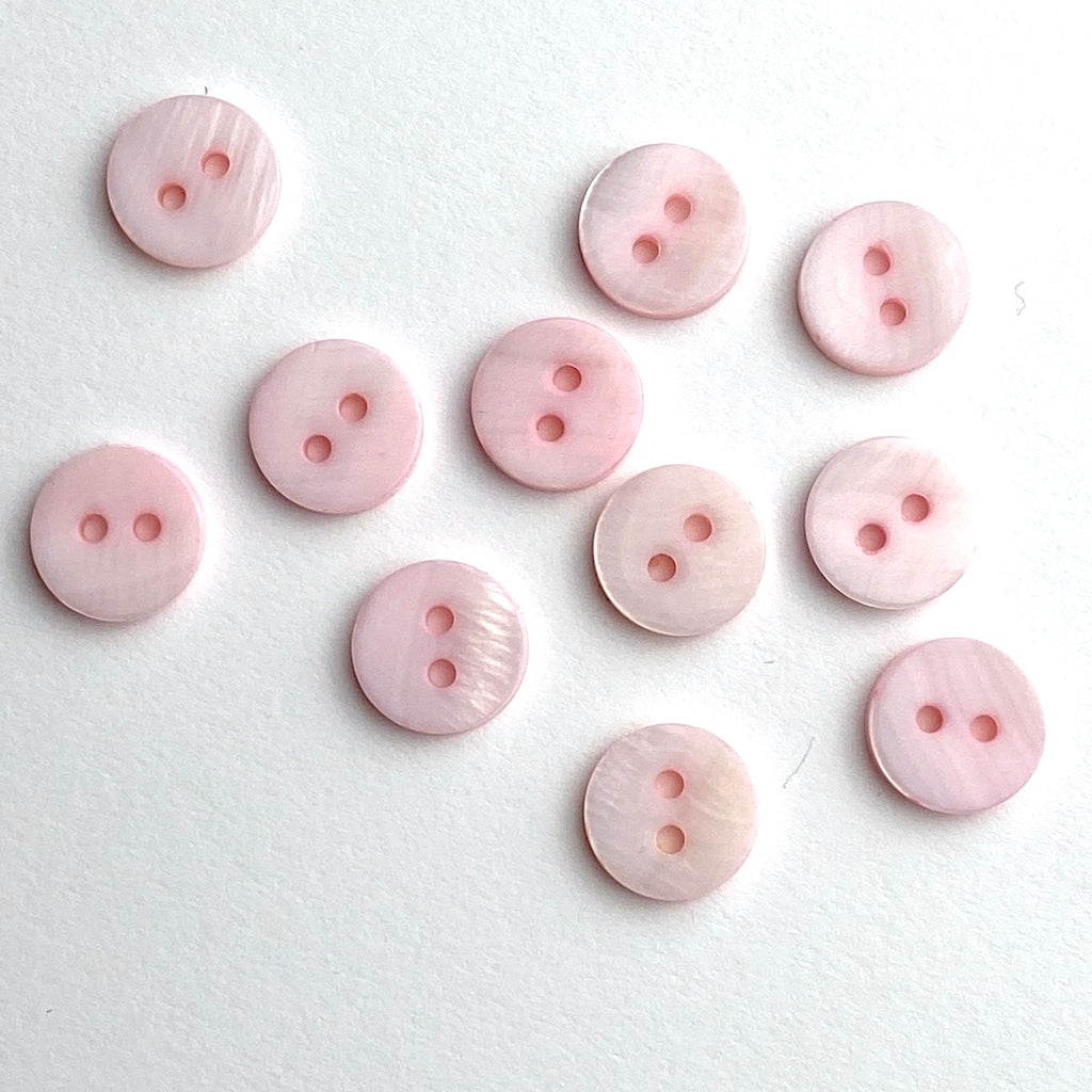 Light Baby Pink Shell Buttons 7/16 2-Hole, Pack of 21 #23-104BP