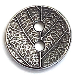 Leaf Silver Round Button Antiqued Pewter 17mm / 11/16" from Tierra Cast  #6559-40