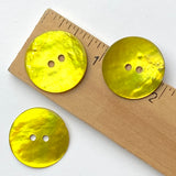 Vibrant Yellow-Green 7/8" Pearl Shell 2-hole Button, $2.10 each  #360388-D
