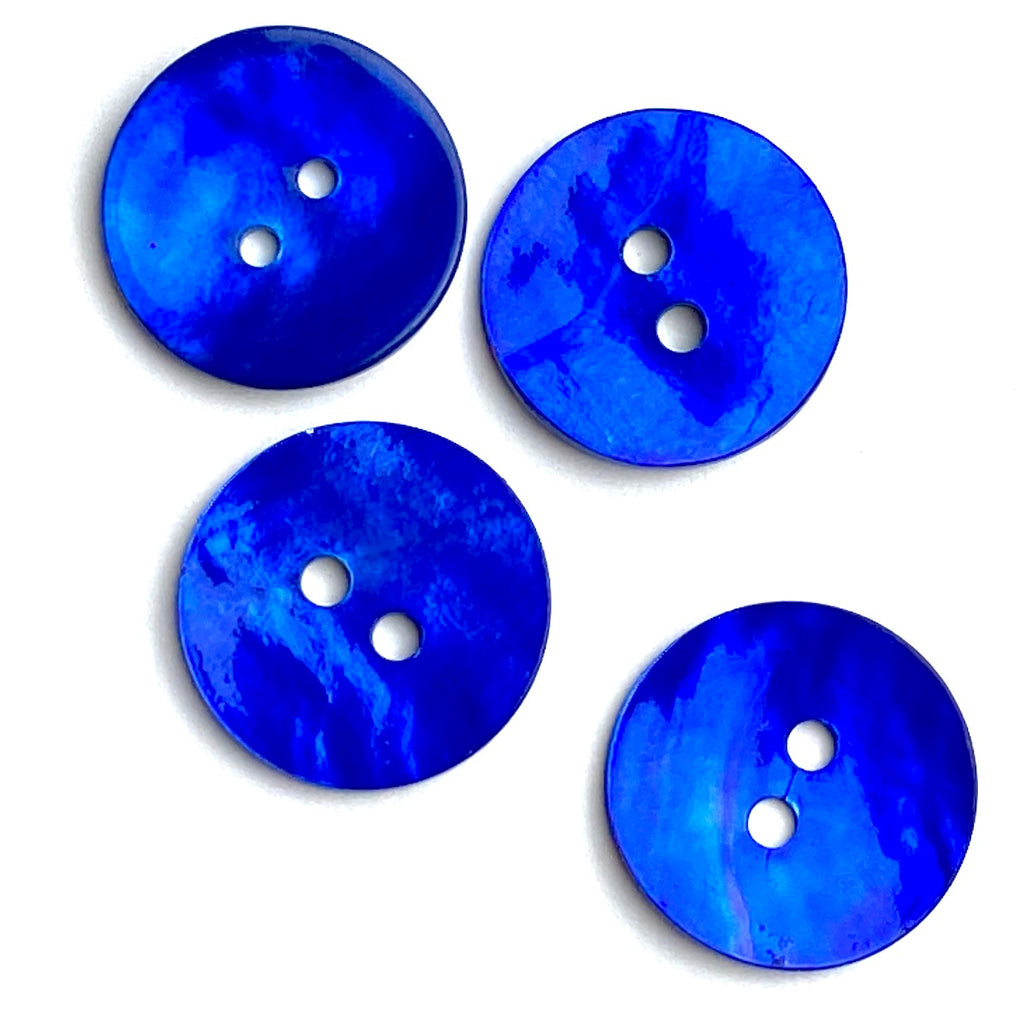 Teal Blue Dark Bright 11/16 Pearl Shell 2-hole Button, 4 for $5.50 #9 –  The Button Bird