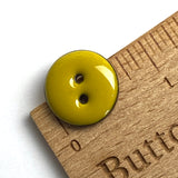 Greenish Mustard Shiny Round 2-Hole Coconut Button, 18mm /  11/16"  #SWC-122