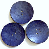 Blue Extra Large Coconut Button "Rustica"  2-1/4" Scooped Navy, Brighter