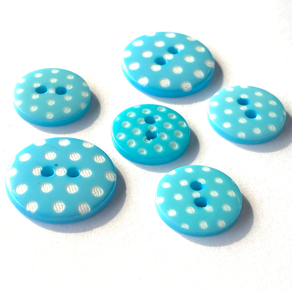 Blue fashion White Polkadot Button