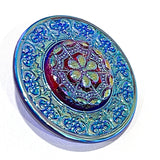Large Turquoise/Red Iridescent Layers Czech Glass Button 1-3/8"  ##CB553