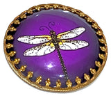 Dragonfly on Purple, Glass Crystal Dome Button 1.25"   #CB291