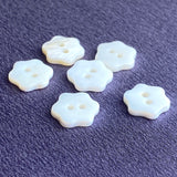 Small White Pearl Shell Flower Buttons 1/2" Pack of 6 #BN651-B