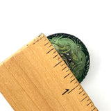 Green Czech Glass Button, 1", Handpainted by Susan Clarke #SC281D