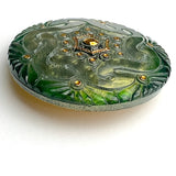 Forest/Gold Czech Glass Button 1-5/8", Handpainted by Susan Clarke  #SC278A