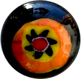 Rustic Millefiiori Vintage Black/Orange 7/16" Glass Buttons, Japan # GL302