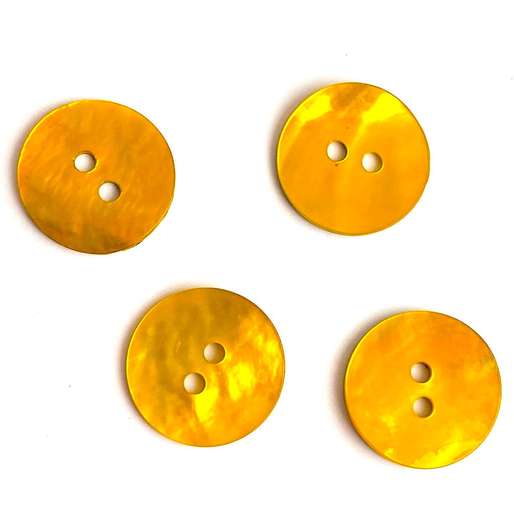 11/16 Golden Yellow Pearl Shell 2-hole Button, 4 for $5.50 #905D