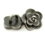 Tiny Gray-Silver Rose Button - 5/16"  #SWC-89