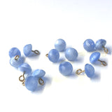 Light Blue OPAQUE Vintage Glass Faceted Buttons 5/16"  #GL363