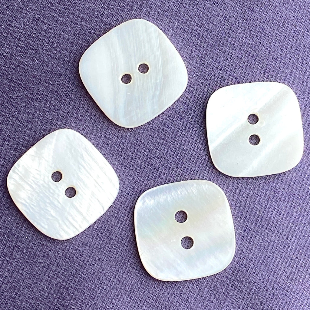 Iridescent White Shell Square Button. 1/2 Size. Pack of 4 buttons. #6 –  The Button Bird