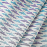 Small Mountains Blue/Purple/White Ikat, Silk/Cotton Handloom from India By the Yard  #TK-47