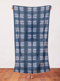 Remnant, 'Pleat Plaid Shibori Indigo' Art Cotton Print by Kim Eichler-Messmer, 44" Wide, 33" Long # 1453