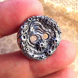 Barnacle Button, Pewter, Larger Size 13/16" Two-Hole, from Green Girl Studios USA  #G332