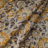 Krishna Golden Mustard Cotton Kalamkari Hand Block Print from India, By the Yard #TK-30