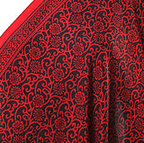 Red + Black Floral Swirls Hand Block Print Cotton from India, 45" Wide By the Yard #TK-37