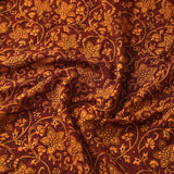 Maroon Traditional Floral Hand Block Print from India, Cotton Border Print, By the Yard #TK-31