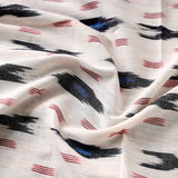 Cream/Black/Red/Blue Ikat, Cotton Handloom from India, By the Yard  #TK-46