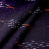 Indigo, White and Orange Ikat, Cotton Handloom from India, By the Yard  #TK-43