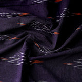 Indigo, White and Orange Ikat, Cotton Handloom from India, By the Yard  #TK-43