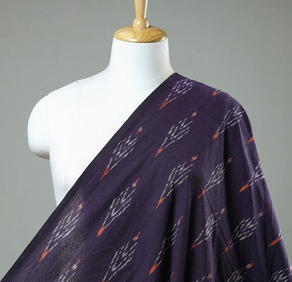 Indigo, White and Orange Ikat, Cotton Handloom from India, By the Yard  #TK-35