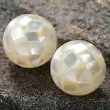 White Pearly Mosaic Rounds Iridescent Artisan Beads, 10mm / 3/8"  #L-64118