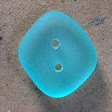 Lighter Aqua Blue Faux Sea Glass 2-Hole Button, from Recycled Glass Bottles 3/4"-7/8"