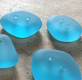 Lighter Aqua Blue Faux Sea Glass 2-Hole Button, from Recycled Glass Bottles 3/4"-7/8"