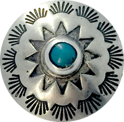 Re-Stocked, Blue Bead Pasque Flower, 13/16" Concho Button w. "Turquoise",  #SW-52