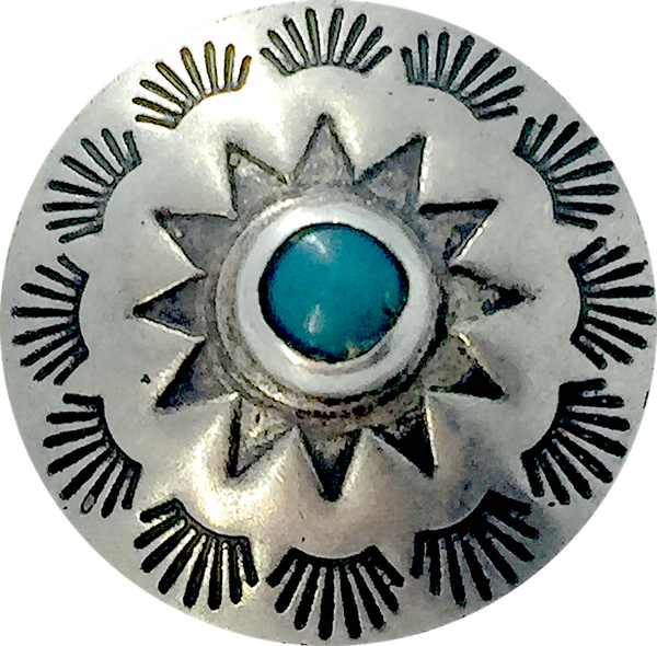 Re-Stocked, Blue Bead Pasque Flower, 13/16" Concho Button w. "Turquoise",  #SW-52