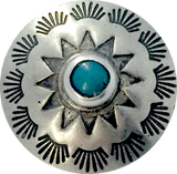 Re-Stocked, Blue Bead Pasque Flower, 13/16" Concho Button w. "Turquoise",  #SW-52