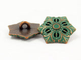 Re-Stocked Green Snowflake-Flower Metal Button 3/4" Metal #SWC-50