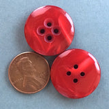 LAST ONES, Red 4-Hole Resin "Ocean", Shiny Pearly Button  7/8"