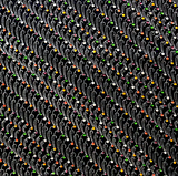 Shibori Diagonal Colorful Multi Dots on Black Vintage Kimono Silk, 14" x 60"  #4559