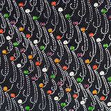 Shibori Diagonal Colorful Multi Dots on Black Vintage Kimono Silk, 7" x 57"  #4559