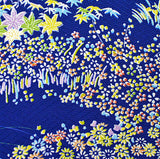 DEEPER SALE, Glistening Meadows, Chirimen Crepe Vintage Kimono Silk from Japan 14" x 62"  #4656