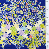 DEEPER SALE, Glistening Meadows, Chirimen Crepe Vintage Kimono Silk from Japan 14" x 62"  #4656