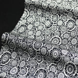 Wagon Wheels Vintage Black/White Kimono Silk Print from Japan  14" x 43".  #4283