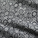 Wagon Wheels Vintage Black/White Kimono Silk Print from Japan  7" x 14"   #4283