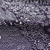 Drapey Eggplant/White Faux Patchwork Crepe, Vintage Kimono Silk Print from Japan, 7" x 61" Piece #4653