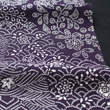 Drapey Eggplant/White Faux Patchwork Crepe, Vintage Kimono Silk Print from Japan, 6.5" x 37" Piece #4653