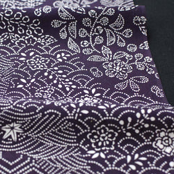 SALE Drapey Eggplant/White Faux Patchwork Crepe, Vintage Kimono Silk Print from Japan, 14" x 66" Piece #4653